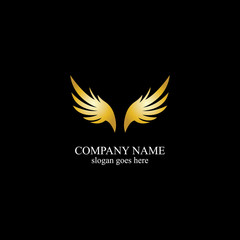 wings gold logo vector illustration template-vector