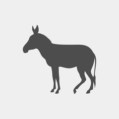Obraz premium Donkey vector silhouette. Farm animal vector silhouette