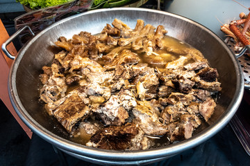 Thai street food : Pork stew in aluminium pot