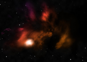 Fototapeta na wymiar Being shone nebula and star field. 3D rendering