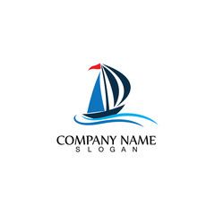 ocean cruise linear ship silhouette simple linear logo-vector