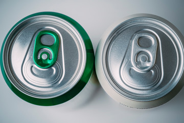 cans top view isolated on white background