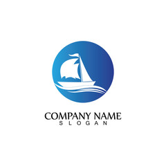 ocean cruise linear ship silhouette simple linear logo-vector