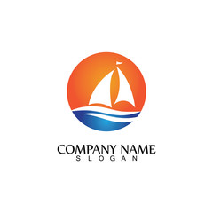ocean cruise linear ship silhouette simple linear logo-vector