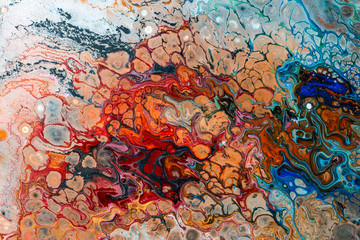 Modern multicolor abstract painting drawn by acrylic paints.