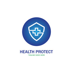 Obraz premium health protection with shield logo design vector template for medical or insurance company-vector
