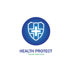 Obraz premium health protection with shield logo design vector template for medical or insurance company-vector
