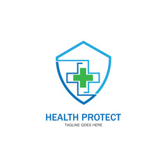 health protection with shield logo design vector template for medical or insurance company-vector