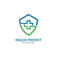 Obraz premium health protection with shield logo design vector template for medical or insurance company-vector