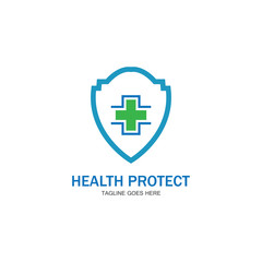 Obraz premium health protection with shield logo design vector template for medical or insurance company-vector
