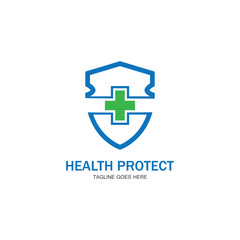 health protection with shield logo design vector template for medical or insurance company-vector