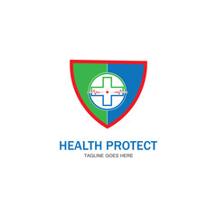 health protection with shield logo design vector template for medical or insurance company-vector