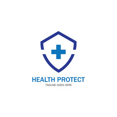 Obraz premium health protection with shield logo design vector template for medical or insurance company-vector