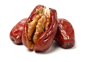 Jujube walnut on white background
