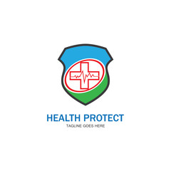health protection with shield logo design vector template for medical or insurance company-vector