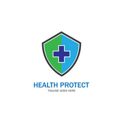 Fototapeta na wymiar health protection with shield logo design vector template for medical or insurance company-vector