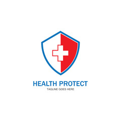 health protection with shield logo design vector template for medical or insurance company-vector
