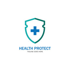 health protection with shield logo design vector template for medical or insurance company-vector