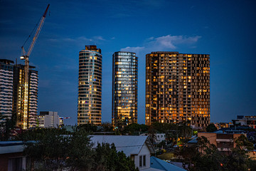 modern buildings in brisbane at night
