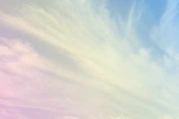 Fototapeta premium Foggy cloud background with soft pastel pink and blue colored . Sky abstract background.
