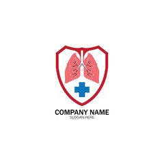 Naklejka premium lung health and care logo template,emblem,design concept,creative symbol,icon,vector illustration.