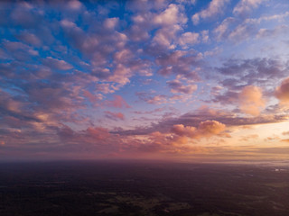 Beautiful sky at sunset. Drone shooting