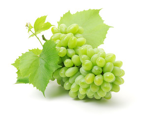Obraz premium Green grapes on white background