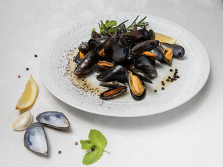 Meeresfrüchte, Miesmuscheln, Muscheln, Dinner, Fooddesign, Gourmet