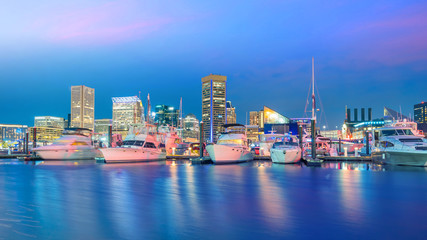 Naklejka premium View of Inner Harbor area in downtown Baltimore Maryland USA