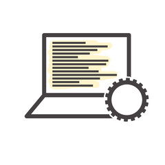 laptop and Gear Icon, Service Notebook, Computer Repair Logo Template