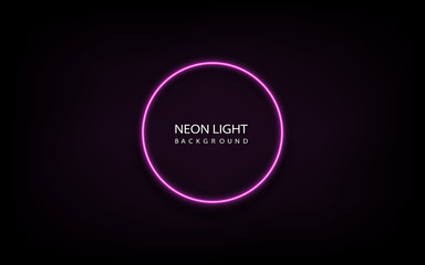 Pink Neon Light Circle Frame On The Background Vector Illustration