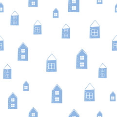 Fototapeta premium Cozy christmas vector seamless pattern. Winter holydays cute illustration