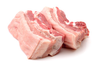 Pork belly on white background