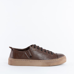 Classic Low Brown Womens Leather Sneakers with Laces