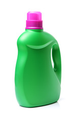 Plastic detergent container on white background