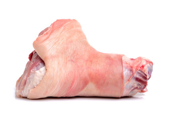 Raw pork leg isolated on white background