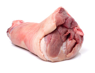 Raw pork leg isolated on white background
