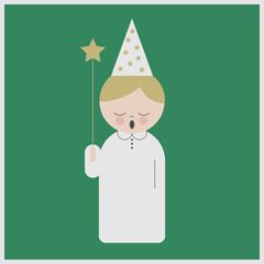 Boy with star at Saint Lucy at Christmas, vector