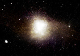 Stars, dust and gas nebula in a far galaxy