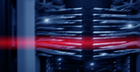 Abstract Technology Server Blurred Background. Internet telecommunication.