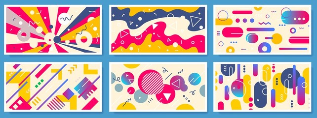 Creative vector set of abstract illustration with wave shape, ge