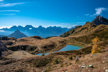 The Bordaglia lake in a colorful autumn day
