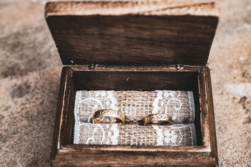 Wedding rings in a wood box