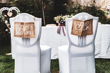 Mr. & Mrs. Sign on the chair