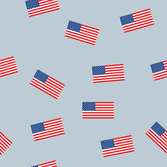 USA flag seamless patern isolated on blue background. American sign vector design