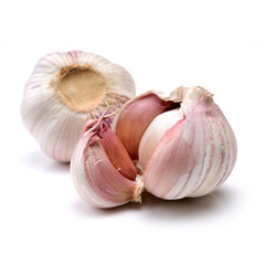 fresh garlic isolated on white background 