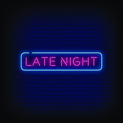 Late Night Neon Signs Style Text Vector