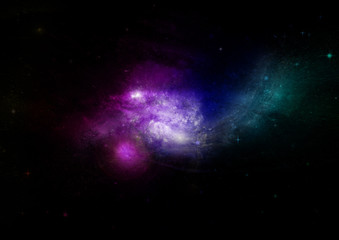 Stars, dust and gas nebula in a far galaxy