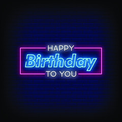 Happy Birthday to you Neon Signs Style Text Vector