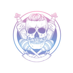 Hand drawn sketch skull with maracas